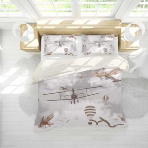 3D Retro Aircraft Hot Air Balloon Bird Quilt Cover Set Bedding Set Pillowcases 09