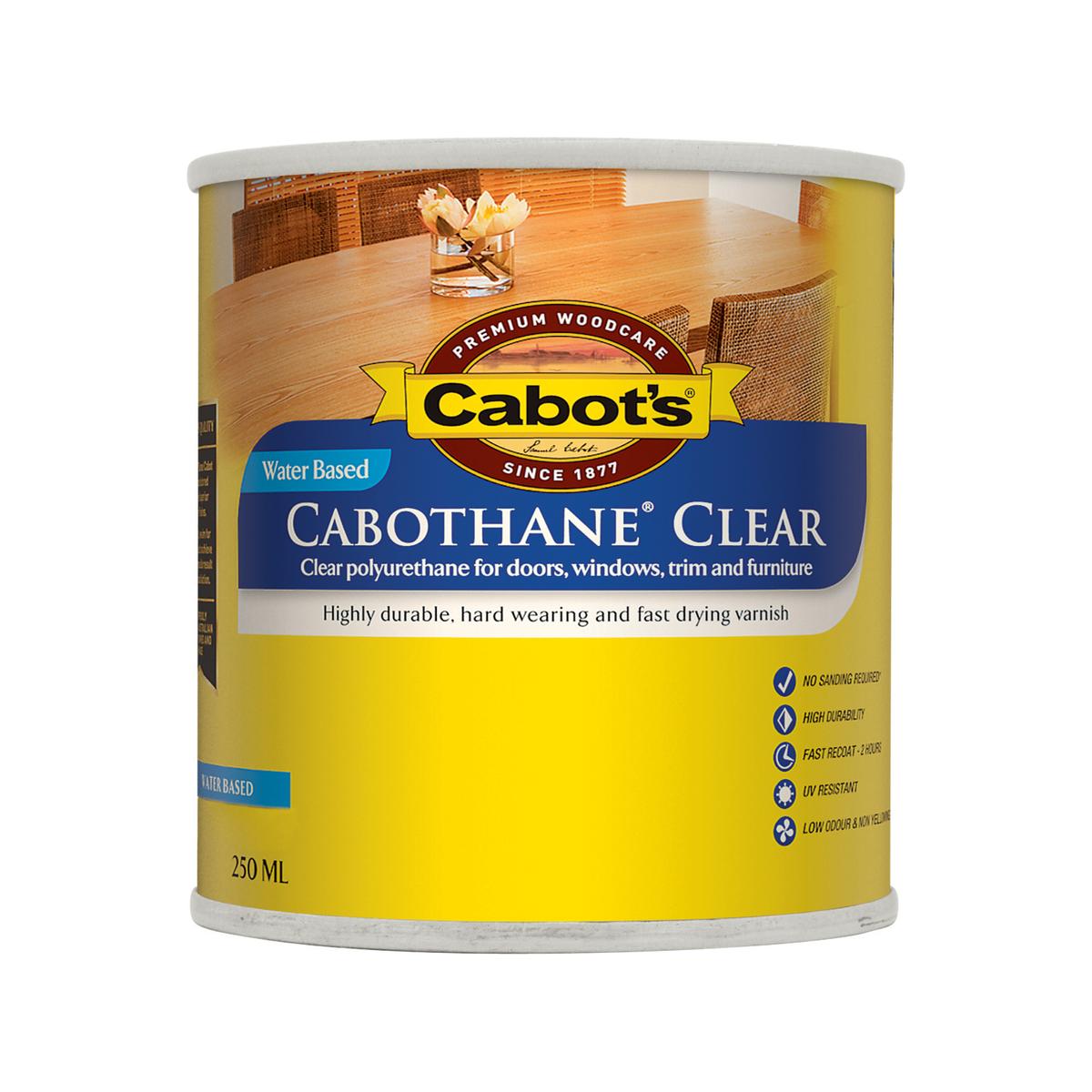 Cabot's 250ml Satin Water Based Cabothane Clear Polyurethane Timber ...