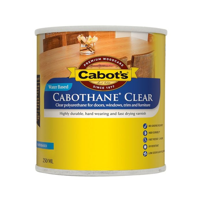 Cabot's 250ml Satin Water Based Cabothane Clear Polyurethane Timber Varnish