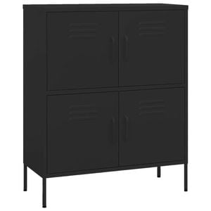 vidaXL Storage Cabinet Black Steel Sideboard Cupboard Bookcase Display Cabinet