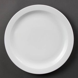 Olympia Whiteware Narrow Rimmed Plates White Porcelain 280mm 6 Pack