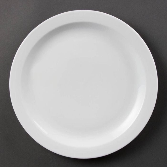 Olympia Whiteware Narrow Rimmed Plates White Porcelain 280mm 6 Pack