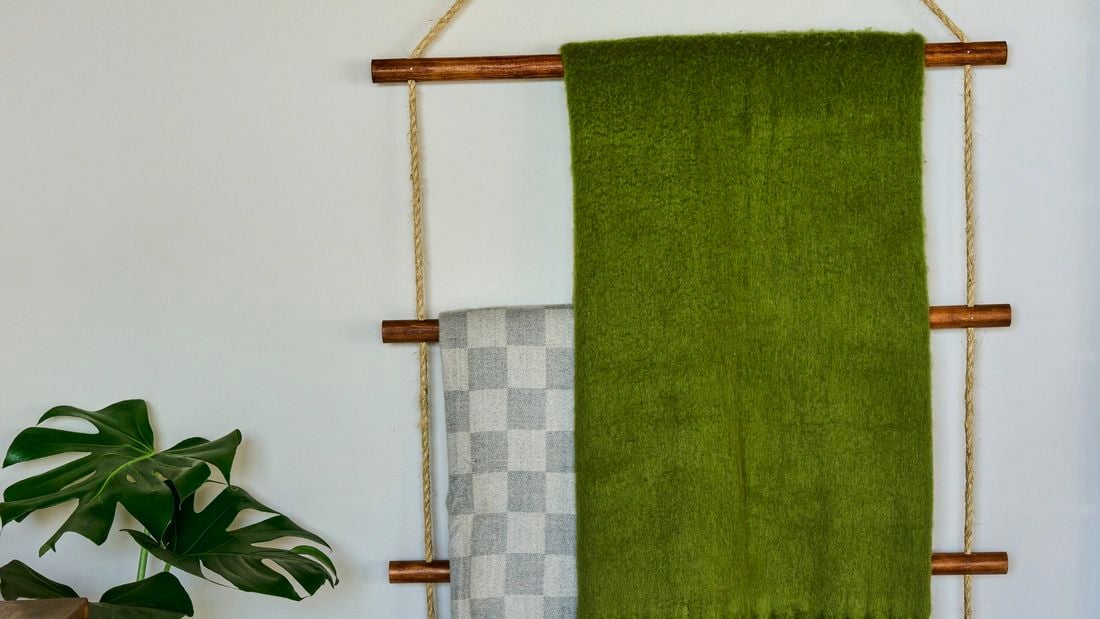 Front shot of a hanging blanket ladder