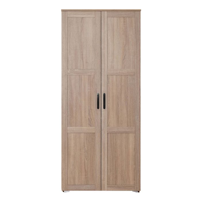 European Cabinetry Hamptons Natural Oak Oval Black Stockholm Storage Cupboard