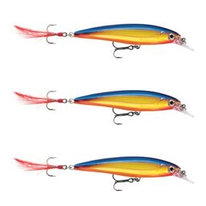 3x Rapala 8cm X Rap Jerkbait/Slashbait Hard Body Fishing Lures - Hot Steel