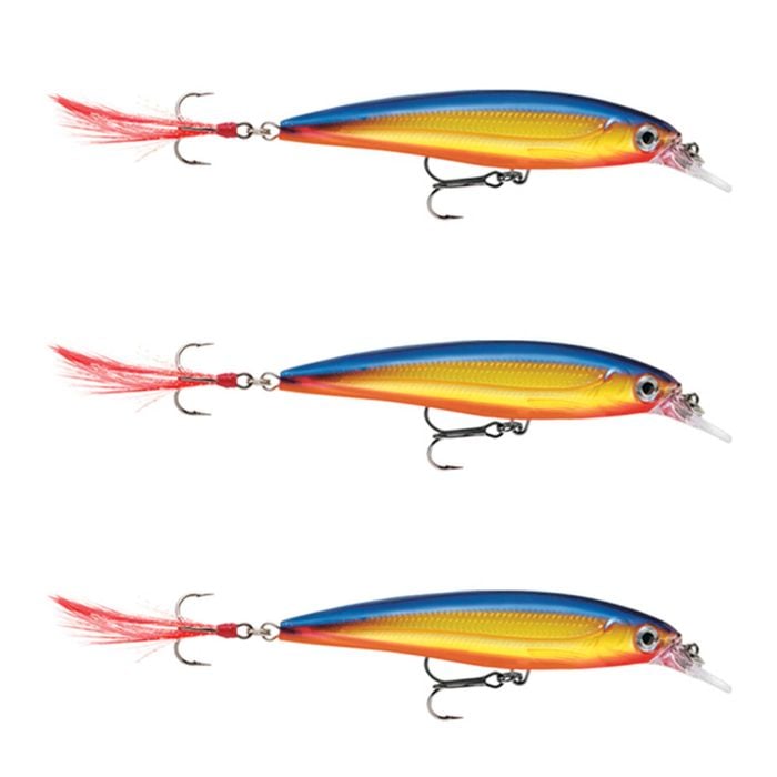 3x Rapala 8cm X Rap Jerkbait/Slashbait Hard Body Fishing Lures - Hot Steel