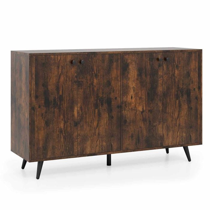 Costway Buffet Sideboard Mid Century Modern 4 Door Cabinet 5Level 127.5cm