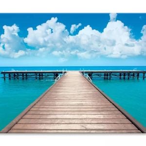 Wooden Pier In Bacalar Lagoon   Print 100% Australian Made 120 x 90cm  (Stretched)