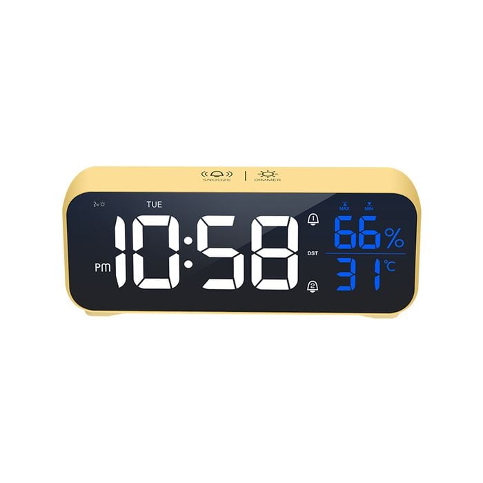 TODO Digital Alarm Clock Large Display USB Rechargeable - Yellow