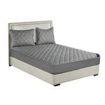 SOGA Wide Cross-Hatch Cover Protector with Pillow Covers Queen - Grey