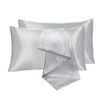 LINENOVA 2pcs Luxury Silk Satin Pillow Cases Pillowcase Cushion Covers - Standard,Silver grey