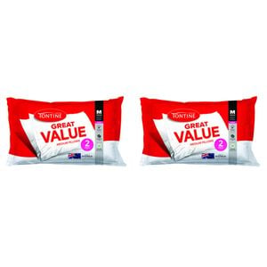 4pc Tontine Great Value Sleeping Cotton Pillows Pack 48x73cm - White