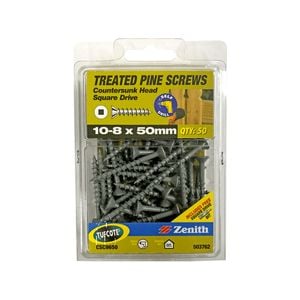 Zenith 10G x 50mm Tufcote® Square Drive Treated Pine Screw - 50 Pack