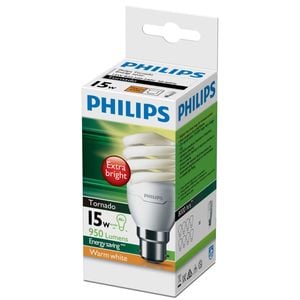 Philips B22 950lm Warm White Tornado CFL Spiral 15W Globe