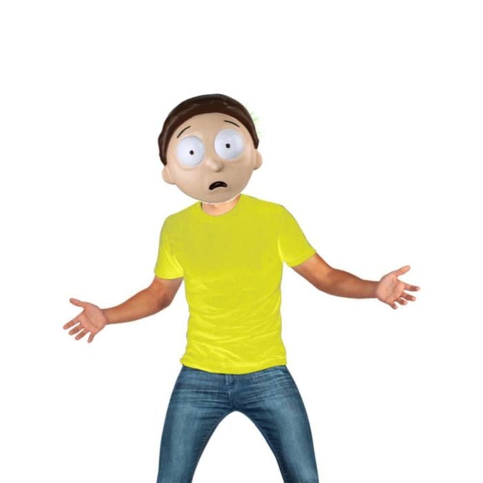 Morty Halloween Costume Adult Rick and Morty Yellow Shirt with Mask, Extra large