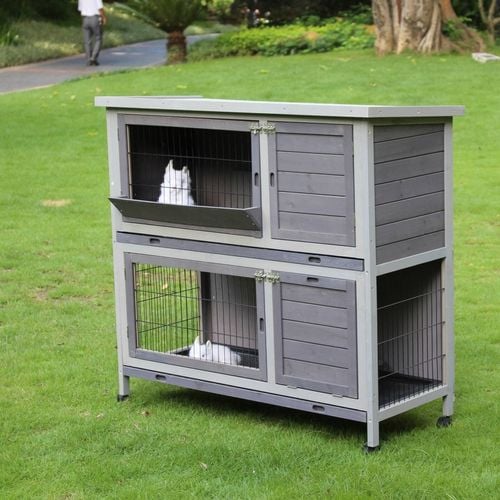 YES4PETS 110cm XL Double Storey Rabbit Hutch Guinea Pig Cage Ferret Cat cage W Wheel Pull Out Tray Bunnings Australia