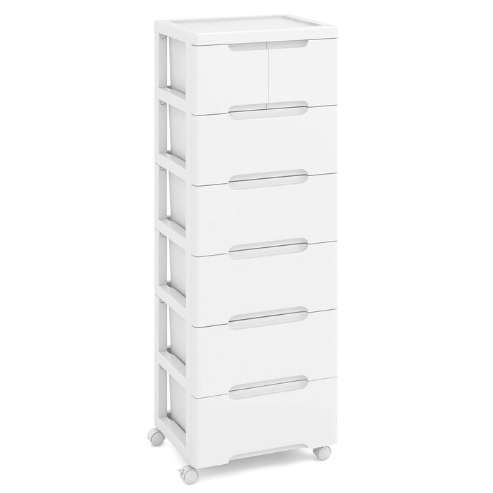 Costway 6-drawer Office Storage Cabinet Lockable Rolling Filing Cart