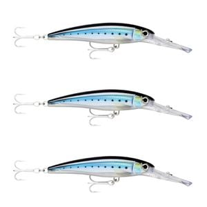 3x Rapala 14cm X Rap Magnum 20 Deep Diving Trolling Lures - HD Blue Sardine
