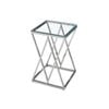 Elegant Collections Silver White Glass Beverly Side Table