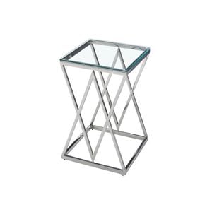 Elegant Collections Silver White Glass Beverly Side Table