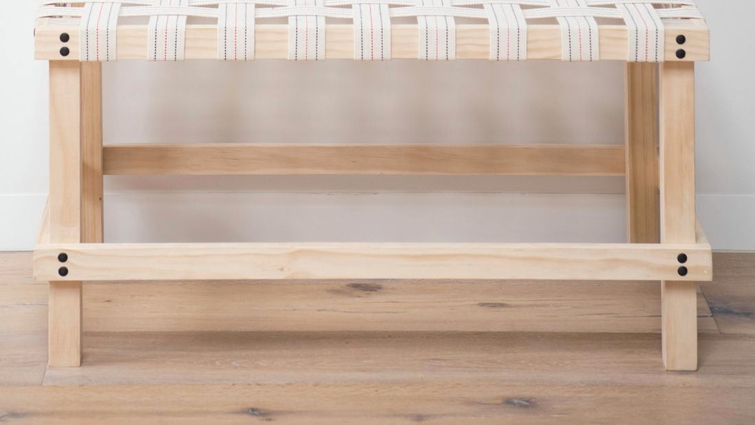 Woven bench seat.