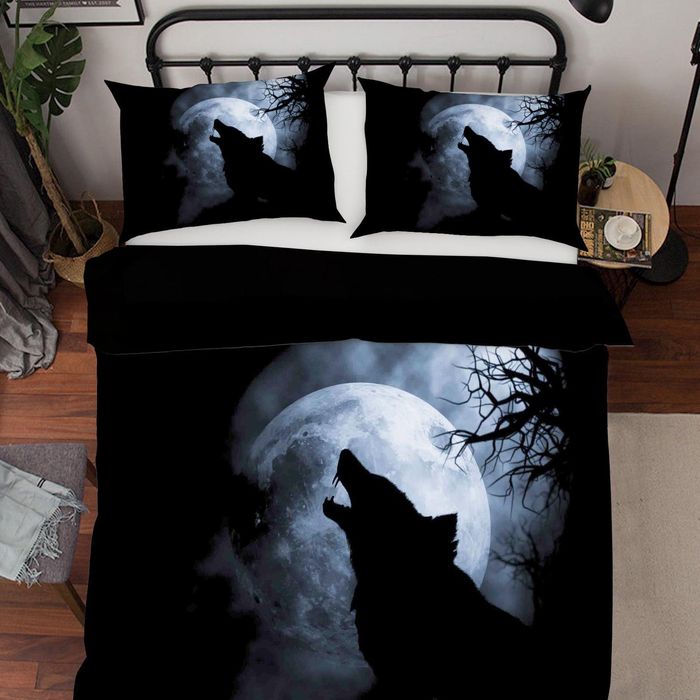 3D Moon Wolf Quilt Cover Set Bedding Set Duvet Cover Pillowcases SF07