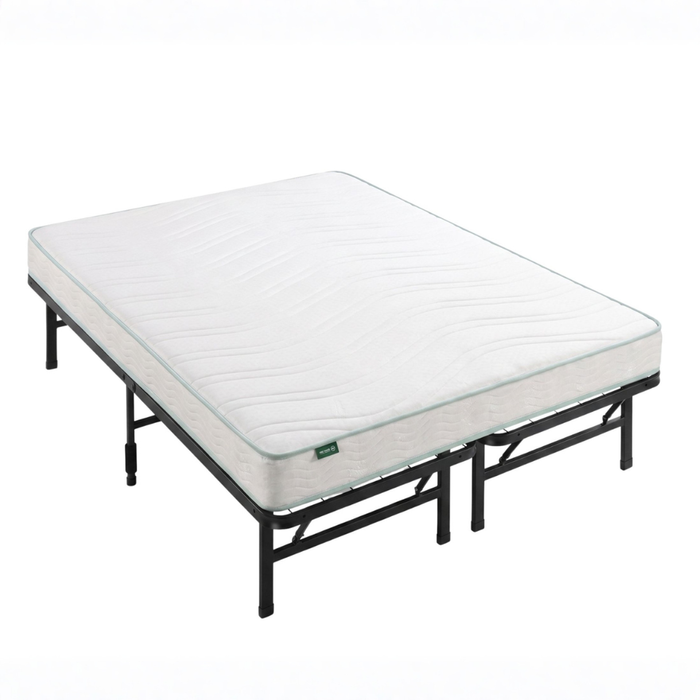 Zinus Double Durable SmartBase Folding Metal Bed Frame & Bonnell Spring Mattress Set, Essential Inner Spring