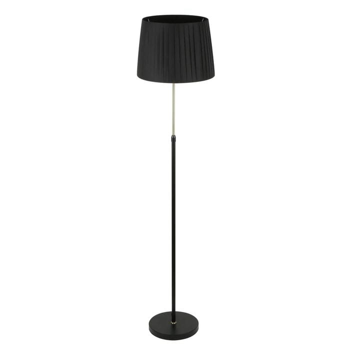 Cla Lighting Crecer Interior Height Adjustable Slanted Pleated Shade Floor Lamp With Black Shade And Antique Brass Highlight