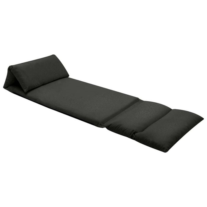 vidaXL Folding Floor Chair Black Microfibre Home Lounger