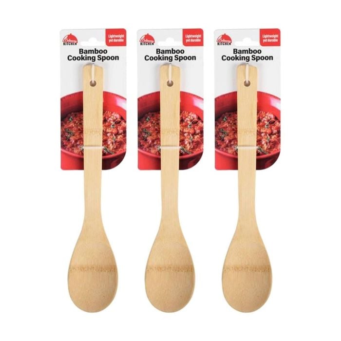 3PK Culinary Kitchen Lightweight Cooking Spoon W/ Hanging Hole Utensil Bamboo