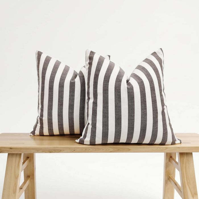 Gioia Casa 2-pack Linen Cotton Cushion Covers - Yarn Dyed 55% Linen 45% Cotton - Cocoa, 45cm X 45cm