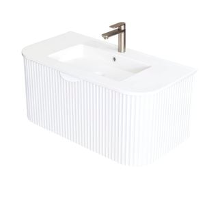 CIBO 900mm White Ripple Luxe Vanity With Ceramic Top & Integrated Basin