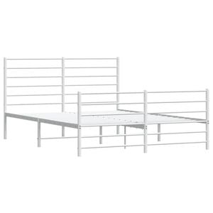 vidaXL Bed Frame Bed Base with Headboard and Footboard White 137x187 cm Double
