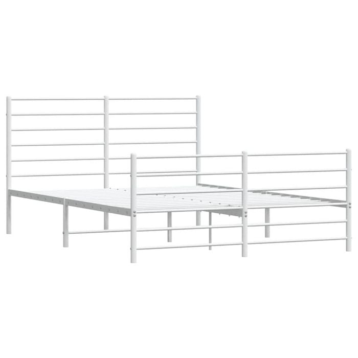 vidaXL Bed Frame Bed Base with Headboard and Footboard White 137x187 cm Double