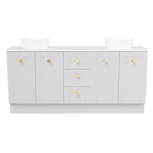 New England Joinery 1800mm Diadem Double Basin SilkSurface Top Floor Standing Vanity