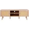 P&P Oak Rattan TV Stand 65 Inch Entertainment Unit with Power Outlet Storage