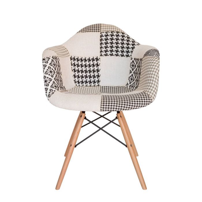SK Designer Living | Replica Eames DAW Eiffel Chair | Fabric & Natural - Multicoloured V3
