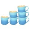 Argon Tableware 330ml Ombre Coffee Mugs - Blue - Set Of 6 - Glazed New Bone China Tea Mug Vegan Friendly Stoneware Ceramic Cup