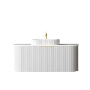 Attica Bentwood 1200mm Satin White Fluted Wall Hung Curve Vanity With Matte White Stone Top