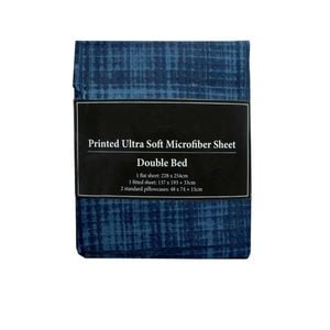 Bloomington Printed Ultra Soft 90gsm Microfiber Sheet Set Navy Tie Die Double