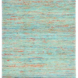 Trendy Handwoven Jute & Silk Rug - Stripe 6001 - Natural/aqua - 110x160cm