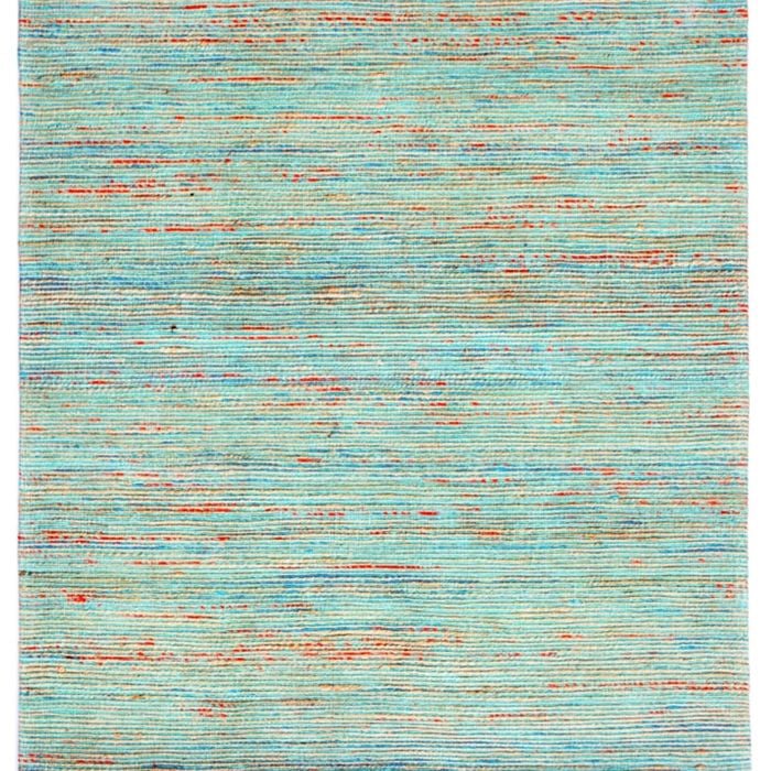 Trendy Handwoven Jute & Silk Rug - Stripe 6001 - Natural/aqua - 110x160cm