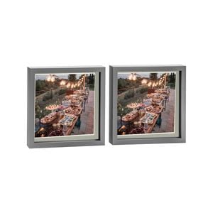 Nicola Spring Acrylic 3D Box Photo Frames with 8" x 8" Mounts - 10" x 10"  - Grey - Pack of 2