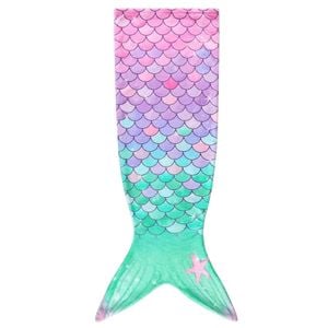Catzon 142x60cm Mermaid Blanket Soft Flannel All-season Sleeping Bag-pinkgreen