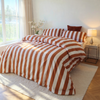 Single Quilt Cover Set - Premium Double Brushed Microfibre (Rust Strix)