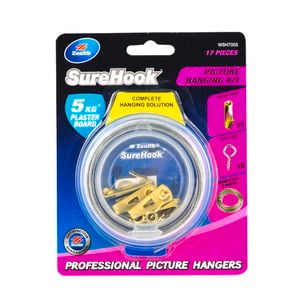 Zenith 5kg Brass Plated SureHook 17 Piece Picture Hanging Kit