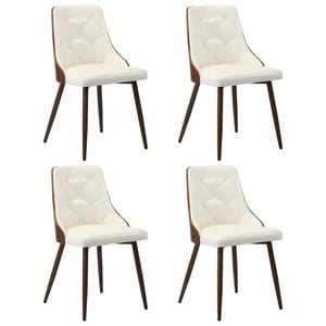 Oikiture Dining Chairs Kitchen Accent Lounge PU Leather x4 White