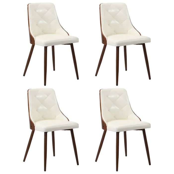 Oikiture Dining Chairs Kitchen Accent Lounge PU Leather x4 White