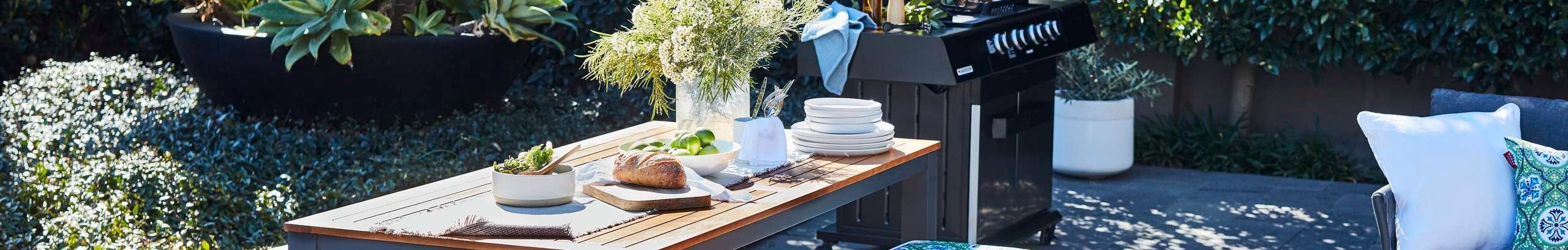 Outdoor entertaining area with outdoor setting and BBQ