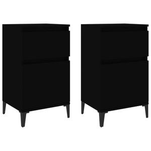 vidaXL Bedside Tables Nightstand Bedroom Lamp Stand Drawer Cabinet 2 pcs Black